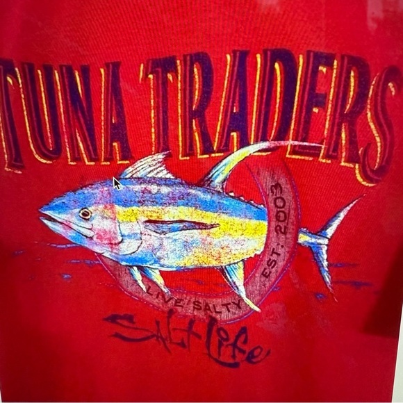 Salt Life Bold Red Tee with Pocket - Picture 1 of 5